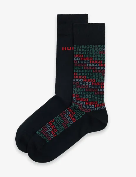 HUGO 2 Pack Cotton Rich Socks Black