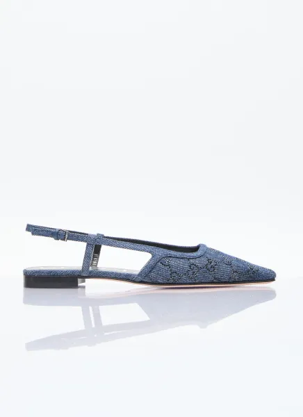 GG Denim Slingback Flats