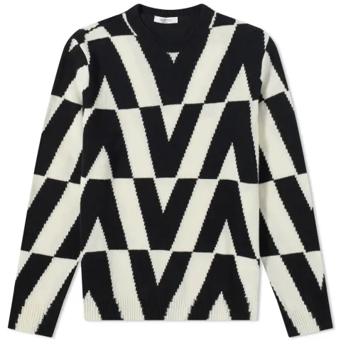 Optical Intarsia Crew Knit