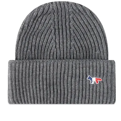 Maison Kitsuné Ribbed Hat Tricolor Fox Patch