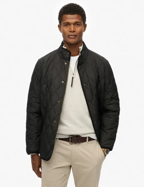 Superdry & Co Slim Fit Quilted Funnel Neck Estate Jacket Dark Grey