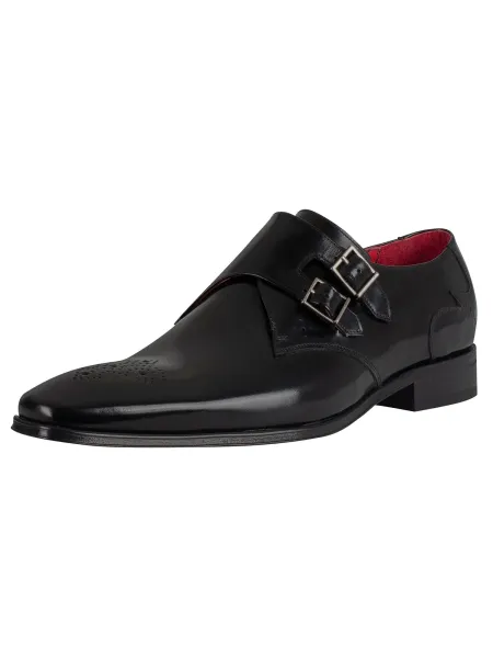 Jeffery West Polished Buckle Leather Shoes