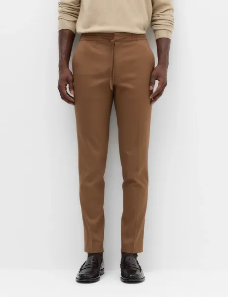 Marks & Spencer Tapered Fit Elasticated Trousers Spice
