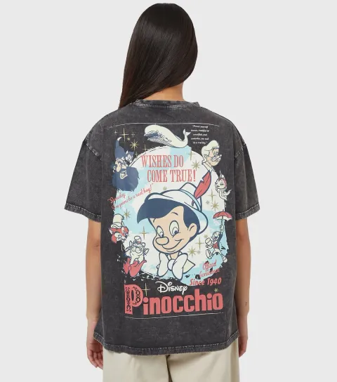 Women's Dark Grey Disney Pinocchio Poster T-Shirt