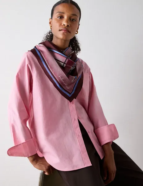 Whistles Pure Cotton Button Through Blouse Pink