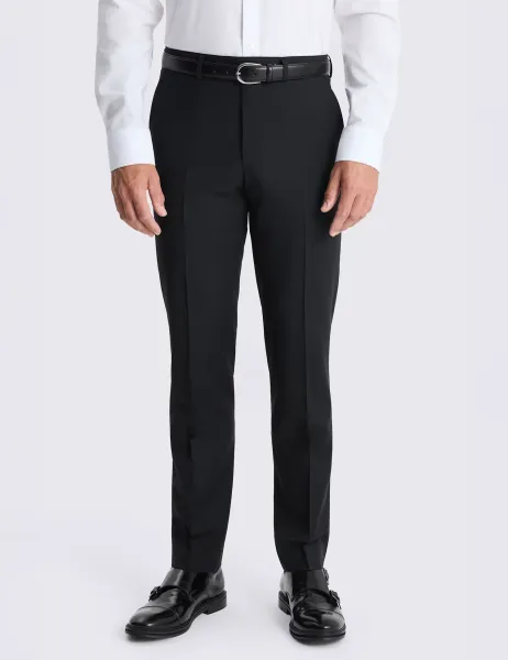 Moss Tailored Fit Wool Blend Performance Suit Trousers Black