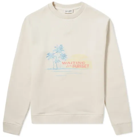 Embroidered Palm Tree Sunset Crew Sweat