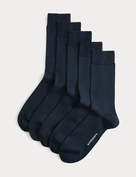 Autograph 5pk Egyptian Cotton Rich Socks Dark Navy
