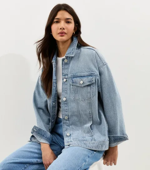 Women's Blue Oversized Denim Jacket