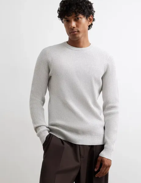 River Island Pure Cotton Waffle Crew Neck Jumper