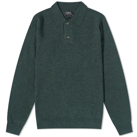 A.P.C. Jerry Long Sleeve Knitted Polo