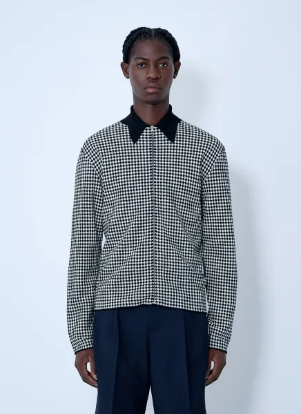 Houndstooth Zip-Up Shirt