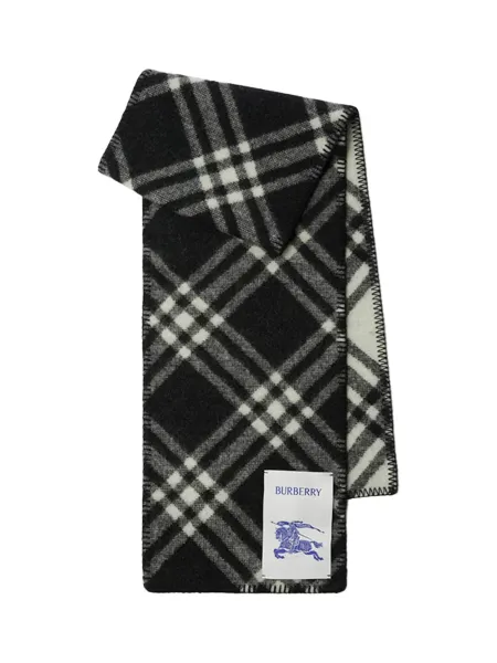 Scarf Check Wool B/W