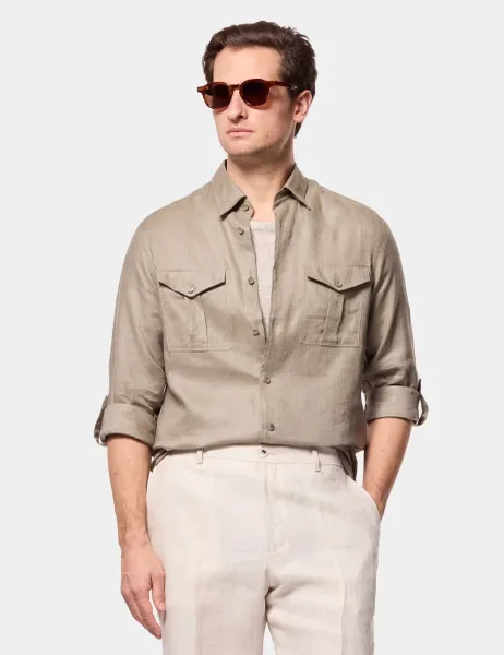 Hawes & Curtis Slim Fit Pure Linen Shirt