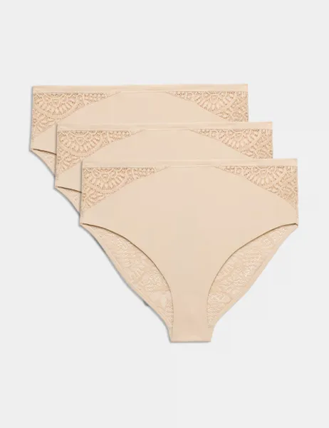 Body by M&S 3pk Body Soft High Waisted Brazilian Knickers Opaline