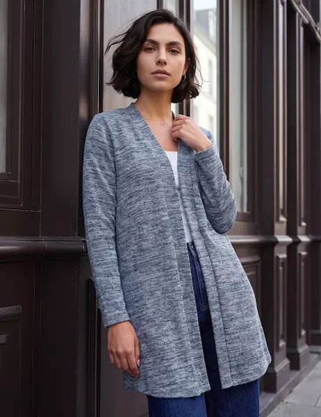 Roman Rayon Blend Longline Cardigan Grey Mix