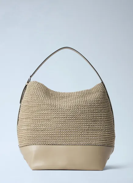 Belted Woven Leather Tote Bag