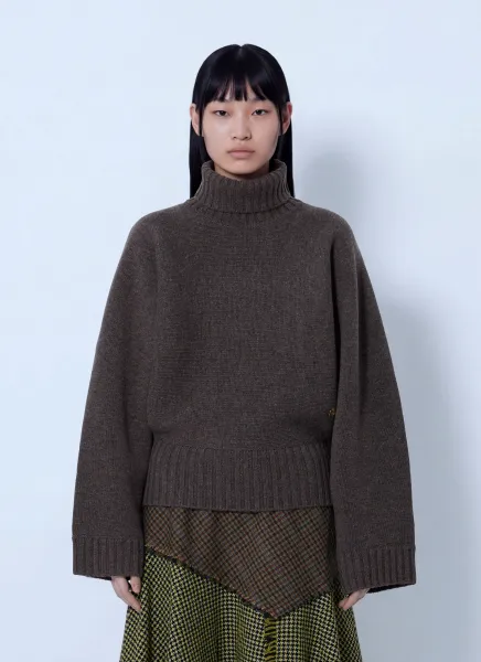GANNI Double Knit Batwing Turtleneck
