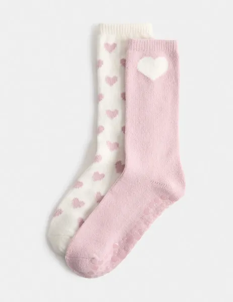 Marks & Spencer 2 Pack Heart Slipper Socks Pink Mix