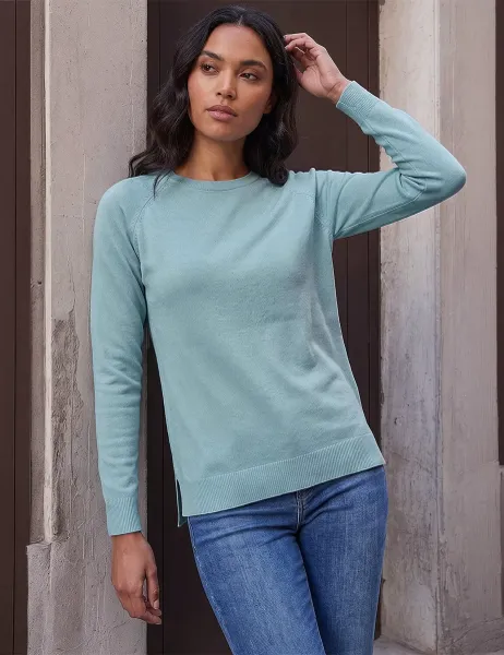 Roman Plain Soft Crew Neck Jumper Medium Blue Mix