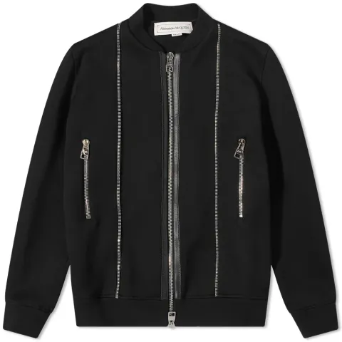 Multi Zip Back Logo Bomber Jacket