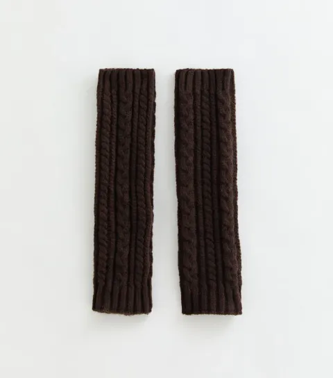 New Look Dark Brown Cable Knit Leg Warmers