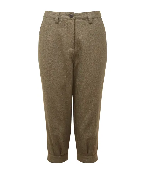 High Waisted Tweed Breeks - Loden Green Herringbone Tweed