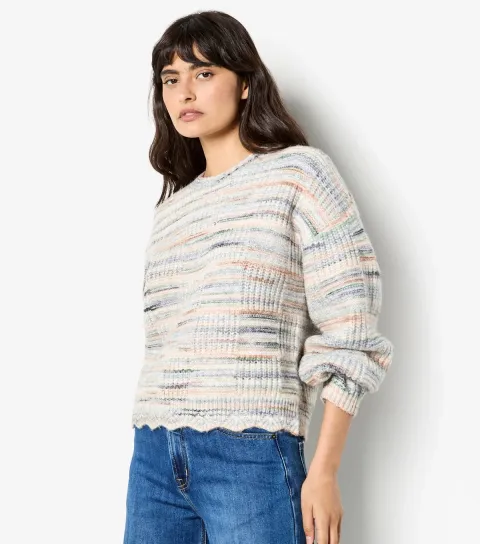 Women's Off White Textured Space Dye Jumper