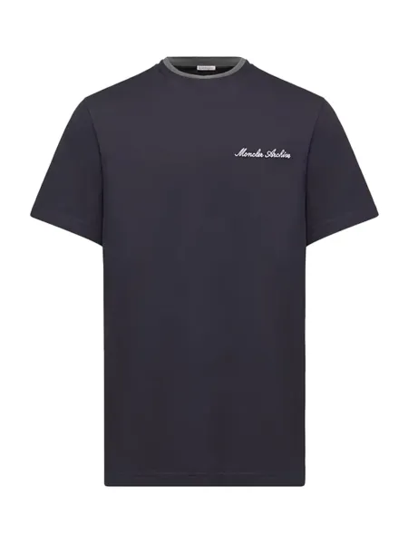 Men Embroidered Logo Cotton T-Shirt Black