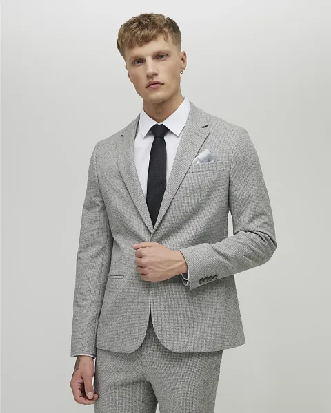 River Island Puppytooth Skinny Fit Suit Jacket