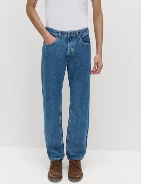 Marks & Spencer Straight Fit Pure Cotton Value Jeans Medium Blue