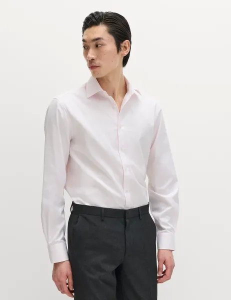M&S SARTORIAL Regular Fit Luxury Pure Cotton Textured Shirt Pink
