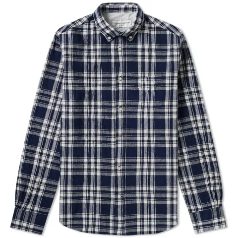 Button Down Japanese Check Cotton Shirt