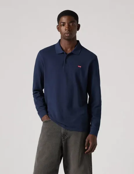 Levi's Levi's Pure Cotton Long Sleeve Polo Shirt Navy