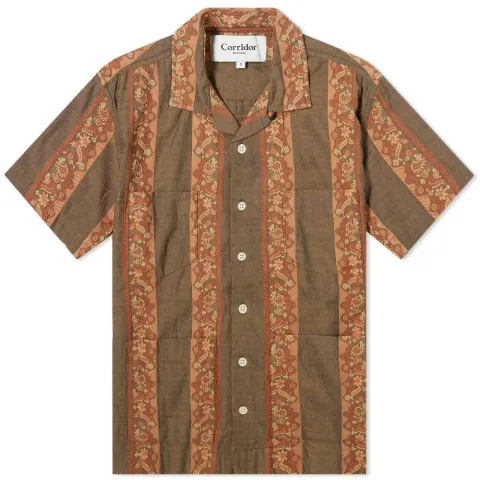 Olive Paisley Boarder Stripe Summer Shirt