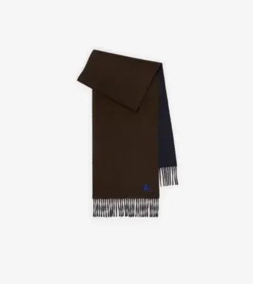 Reversible Cashmere Scarf in Snug brown/ink blue