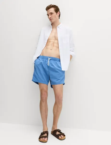 Marks & Spencer Quick Dry Plain Swim Shorts Azure Blue