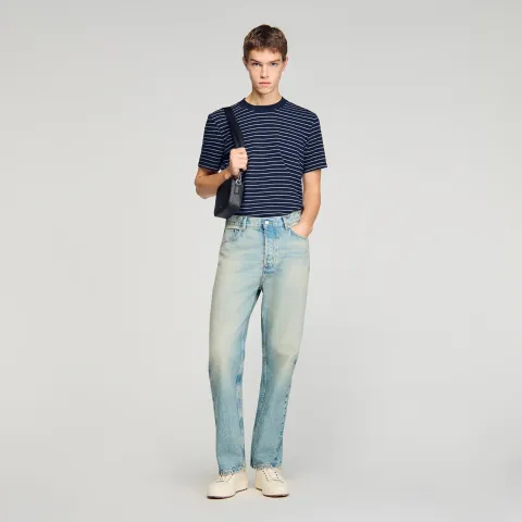 Faded wide-leg jeans