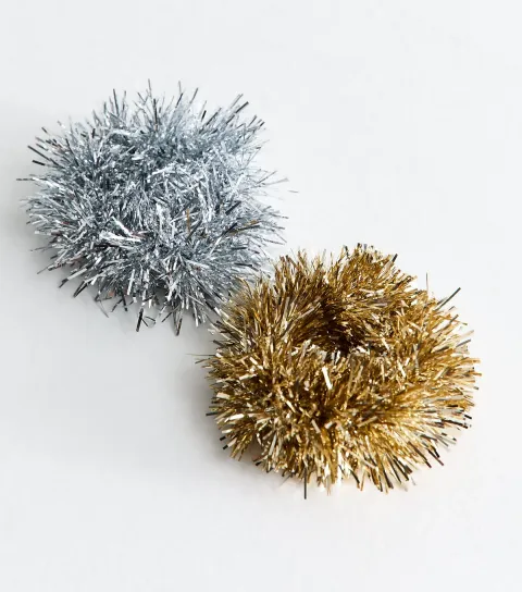 New Look Multicolour Pack Of 2 Christmas Tinsel Scrunchies