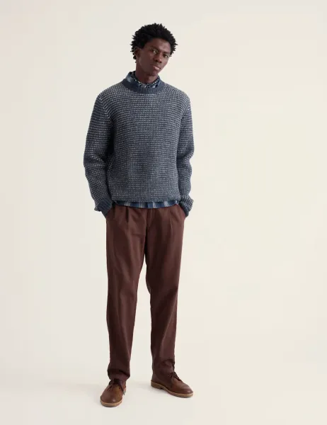 Seasalt Cornwall Pure Wool Cable Crew Neck Jumper Blue Mix