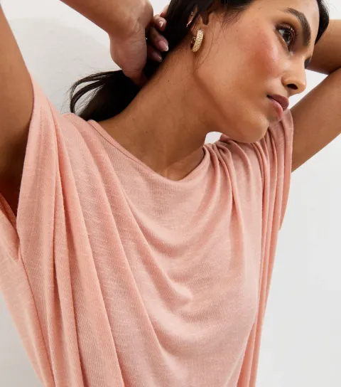 Women's Pink Soft Touch Slub Batwing T-Shirt