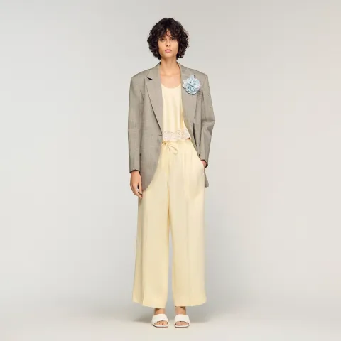 SANDRO Satin wide-leg trousers