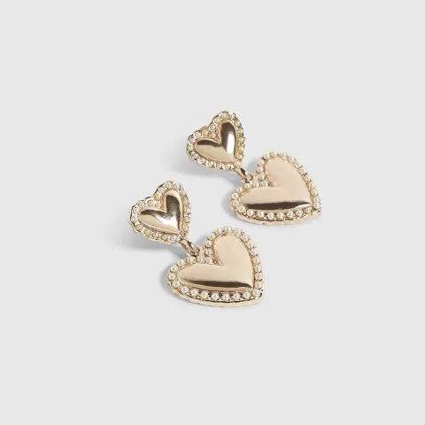 River Island Rose Pearl Heart Drop Earrings
