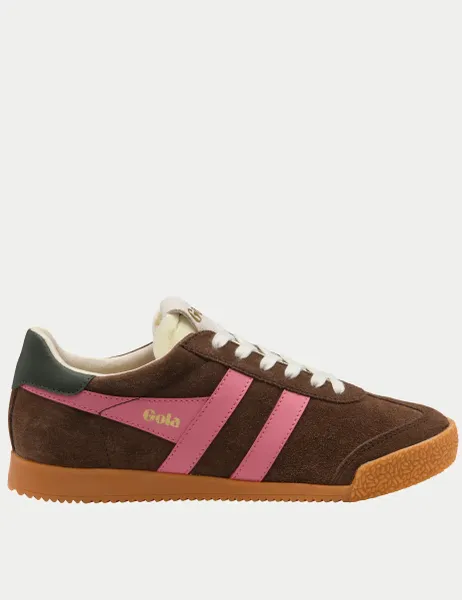 Gola Elan Suede Lace Up Trainers Dark Brown
