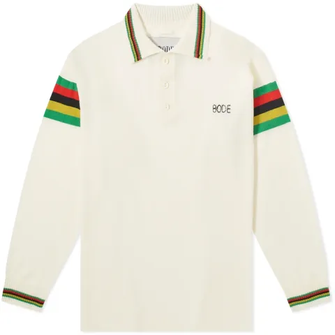 Cycling Stripe Logo Knitted Long Sleeve Polo