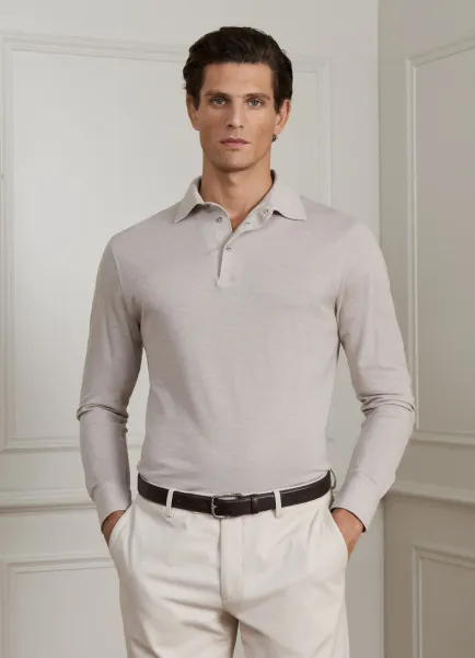 Hackett Classic Fit Long Sleeve Cashmere Blend Polo
