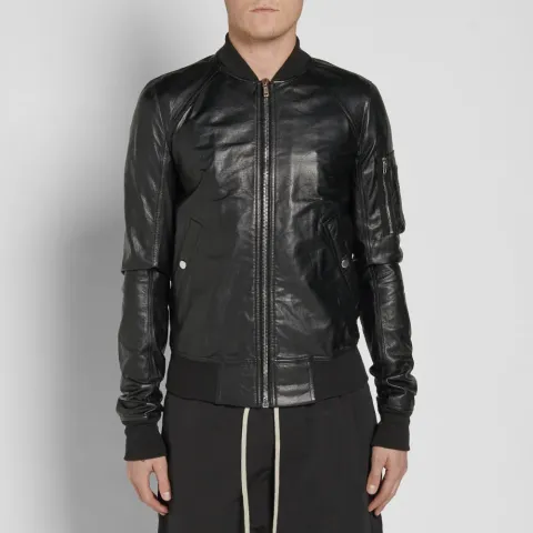 Leather Raglan Bomber Jacket