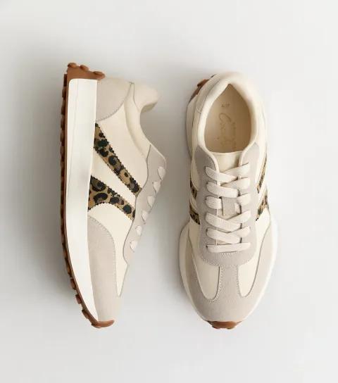 Women's Stone Faux Suede Side Stripe Sporty Trainers Vegan