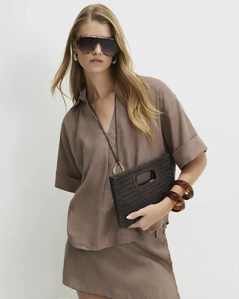 River Island Linen Blend Short Sleeve Shirt