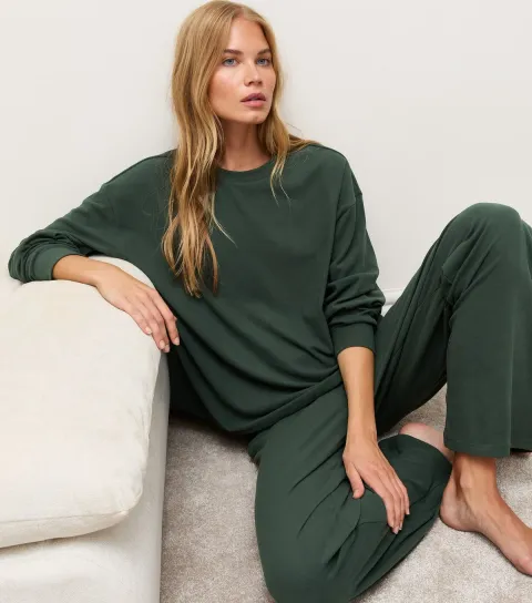 New Look Women's Dark Green Relaxed Sweatshirt